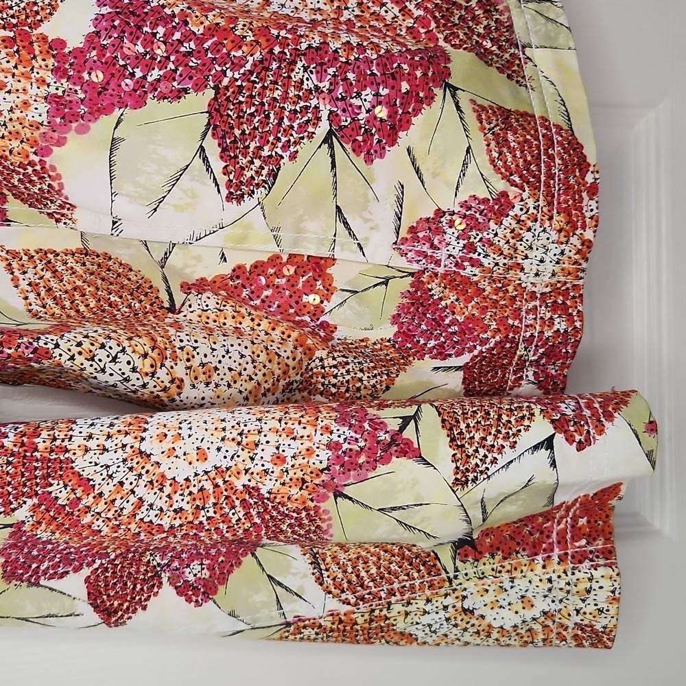 Chico’s Jacket Blazer Art To Wear Womens Sz 3 XL 16 Orange Pink Sequins Ladybugs - Picture 5 of 16